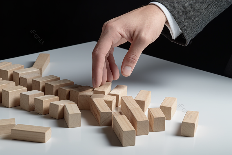 商务男士用手摆放倒塌的积木,高清,摄影图,摄影图片,图片大全,摄影图免费下载